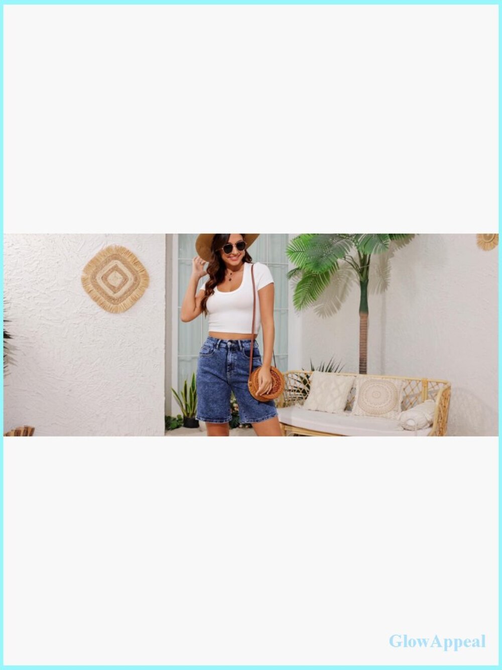 High Waisted Denim Bermuda Shorts Stretchy Wide Leg Summer Jorts - Picture 7 of 7